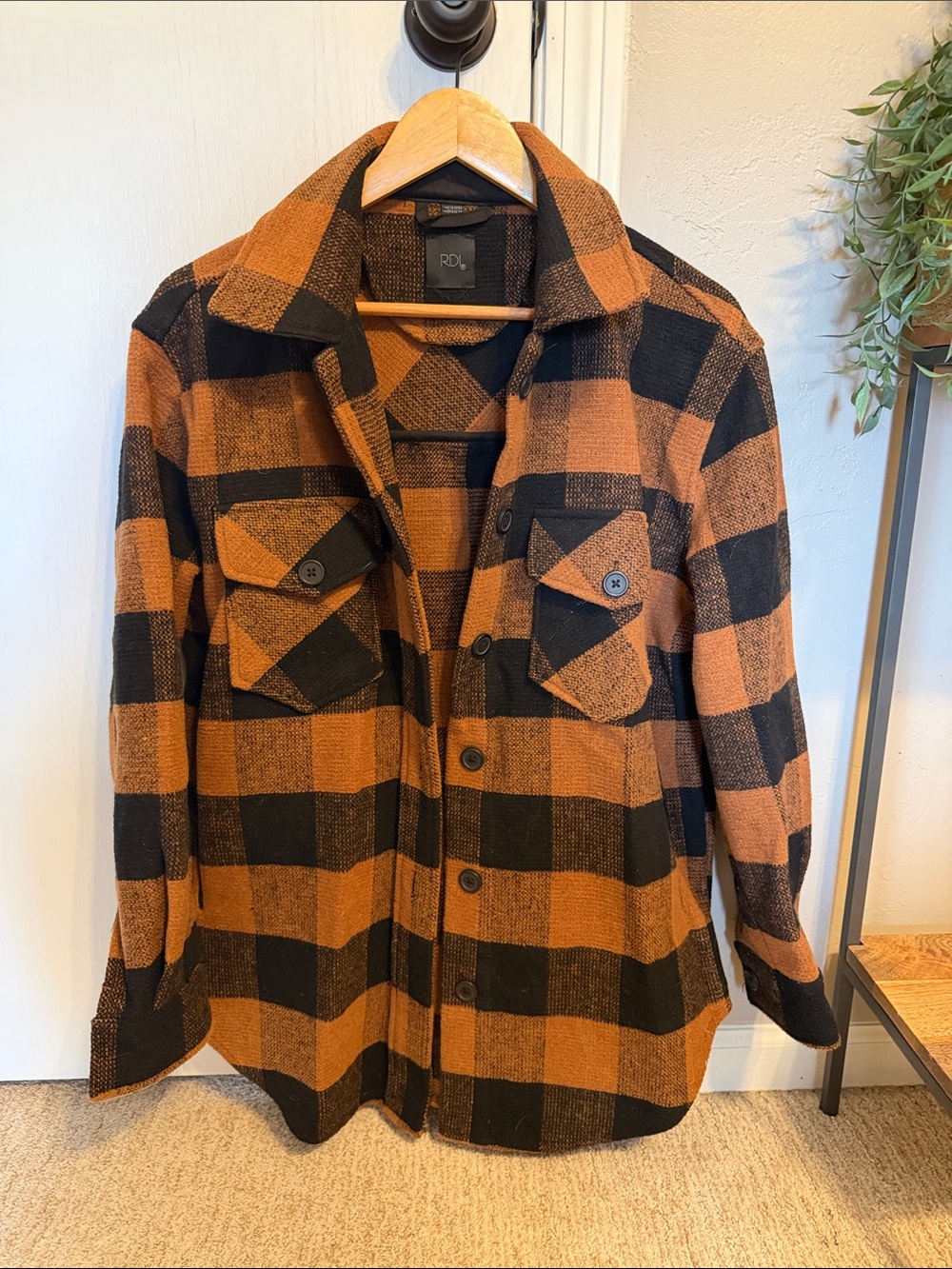 Women’s Black & Brown Plaid Button-Up Jacket